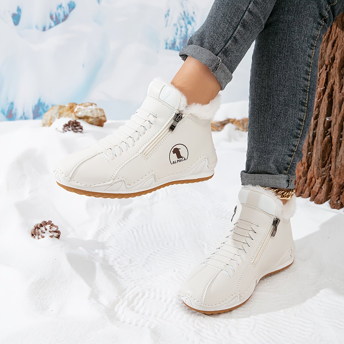Women's Orthopaedic Side-Zip Casual Ankle Boots in White