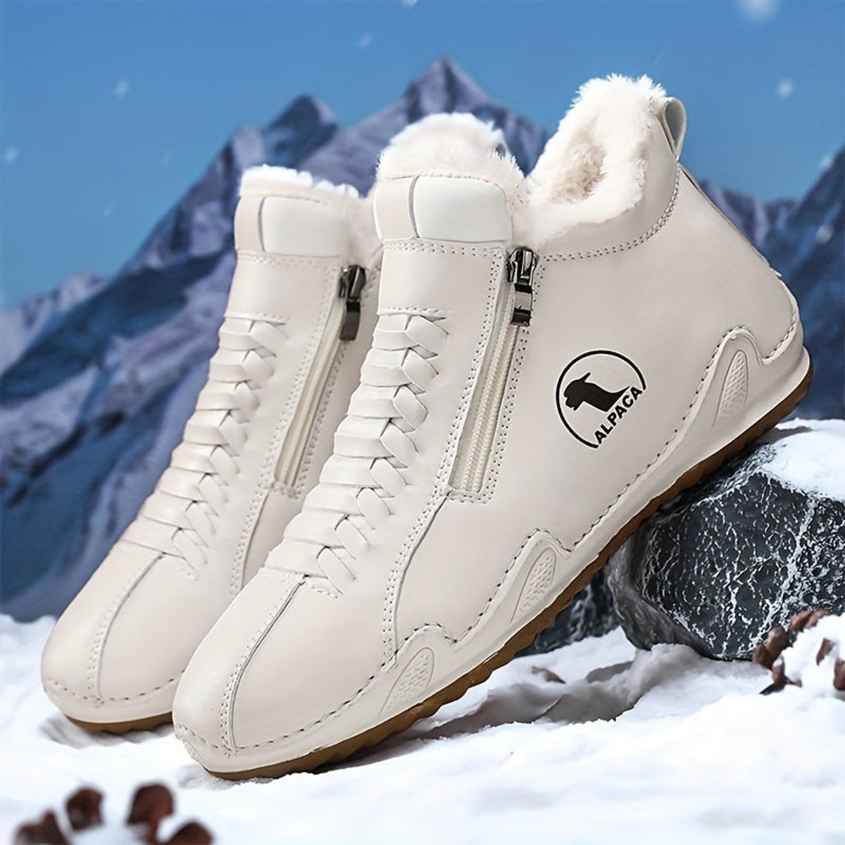 Women's Orthopaedic Side-Zip Casual Ankle Boots in White