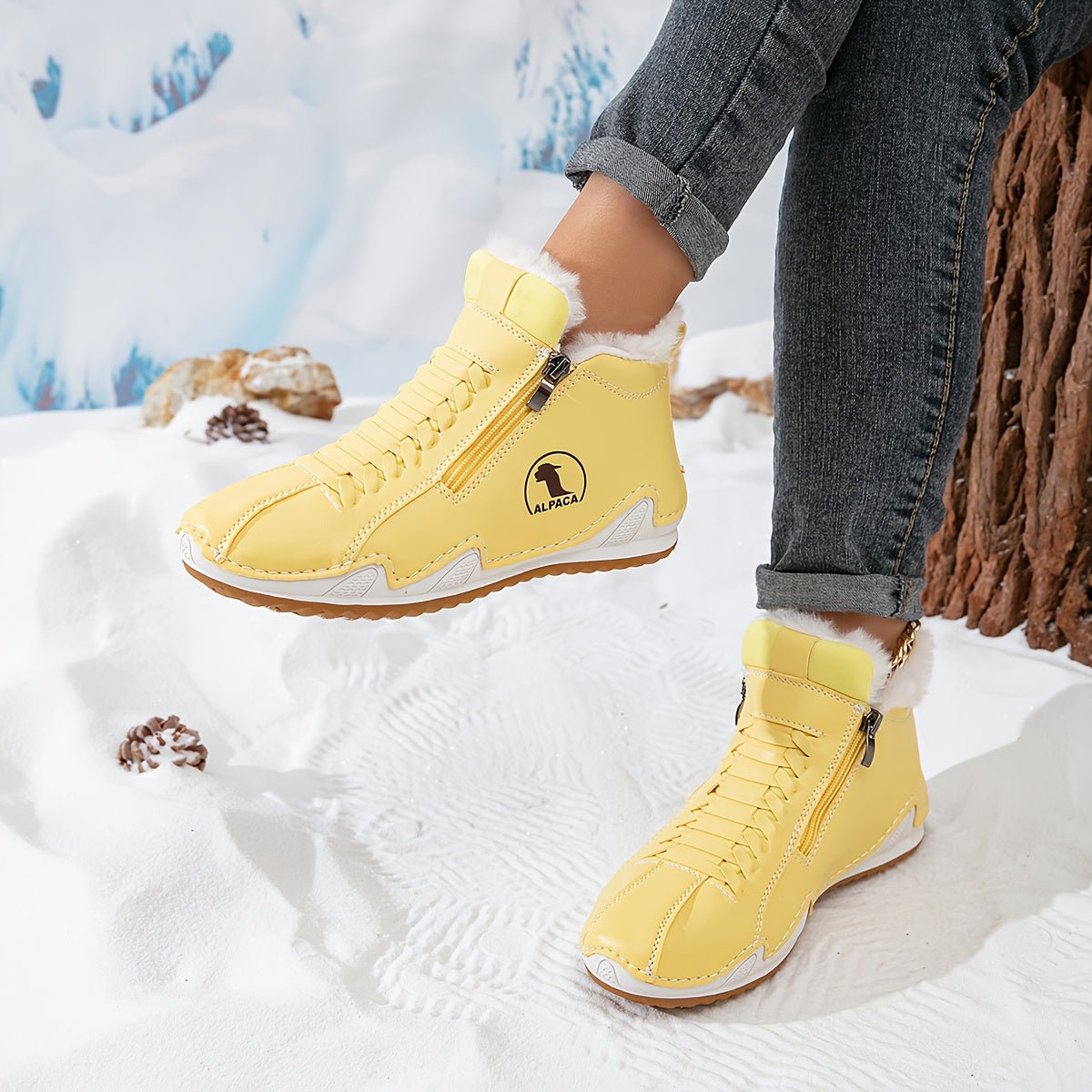 Women's Orthopaedic Side-Zip Casual Ankle Boots in Yellow