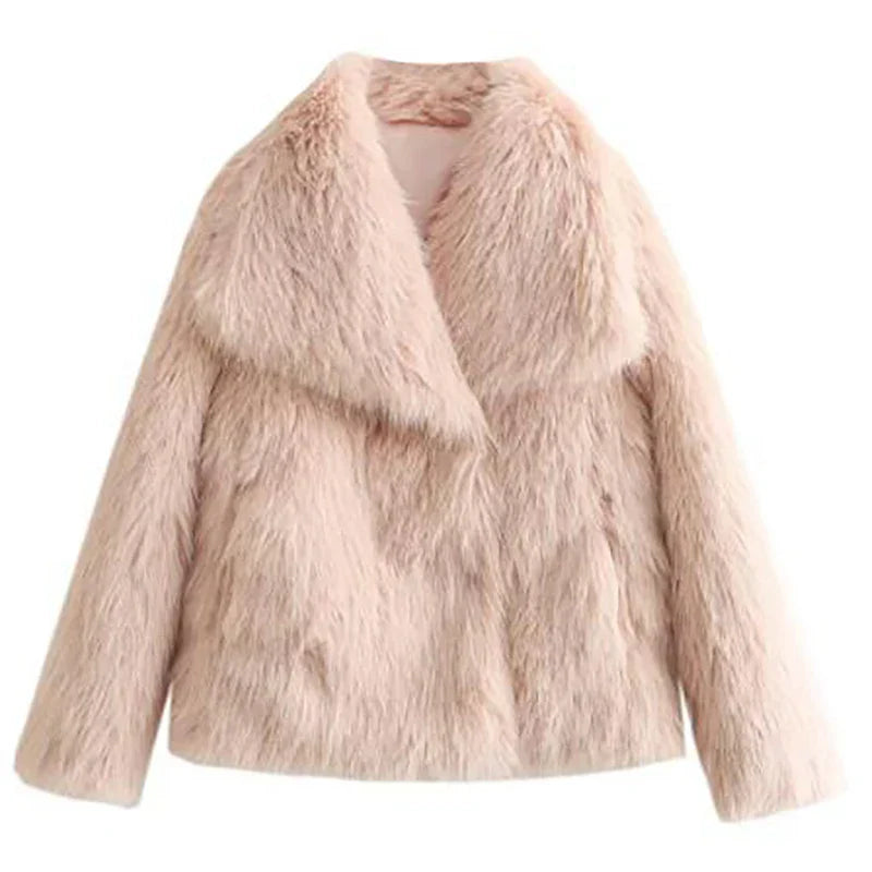 Women's Wide-Collar Casual Jacket in Light Pink
