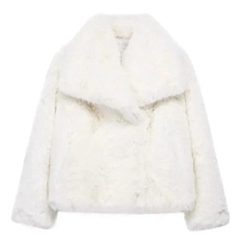 Women's Wide-Collar Casual Jacket in White