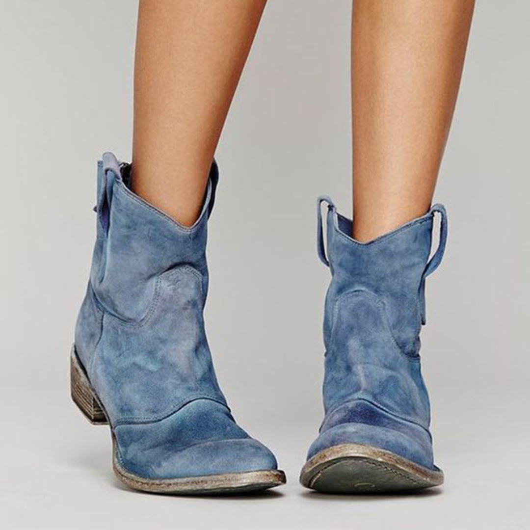 Women's Orthopaedic Pull-On Casual Ankle Boots in Light Blue