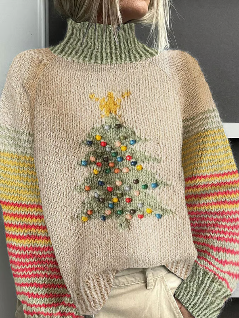 Women's Turtleneck Casual Jumper in Beige