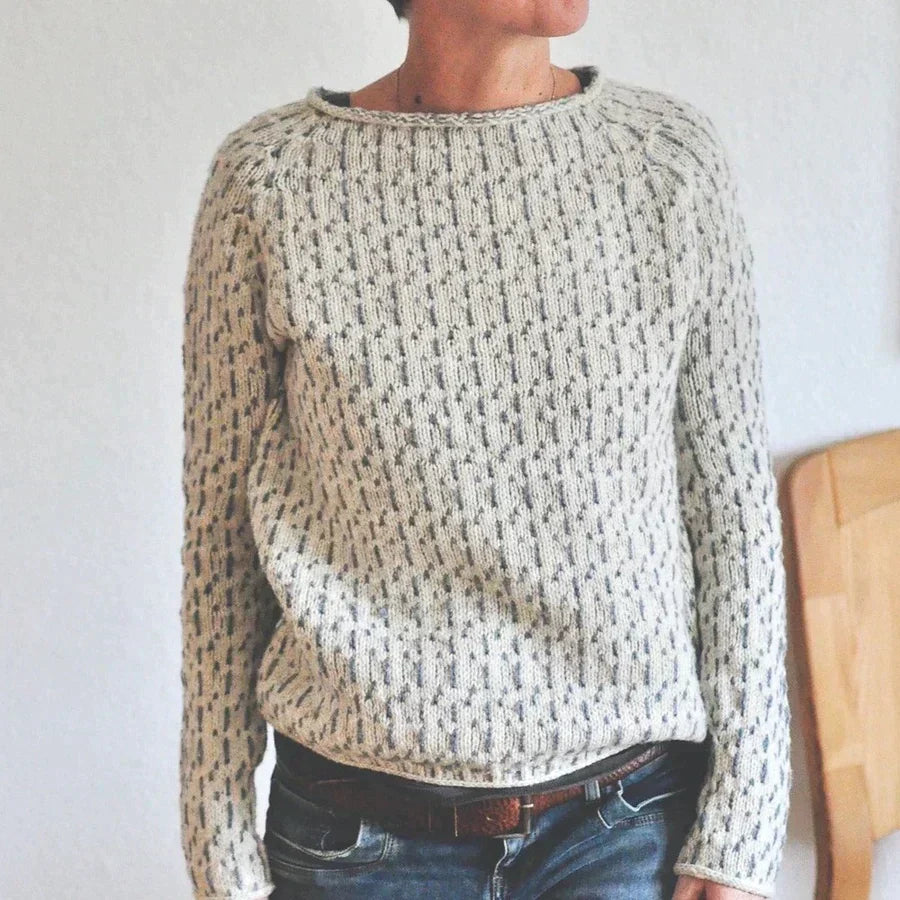 Women's Rolled Neck Raglan Casual Jumper in Beige