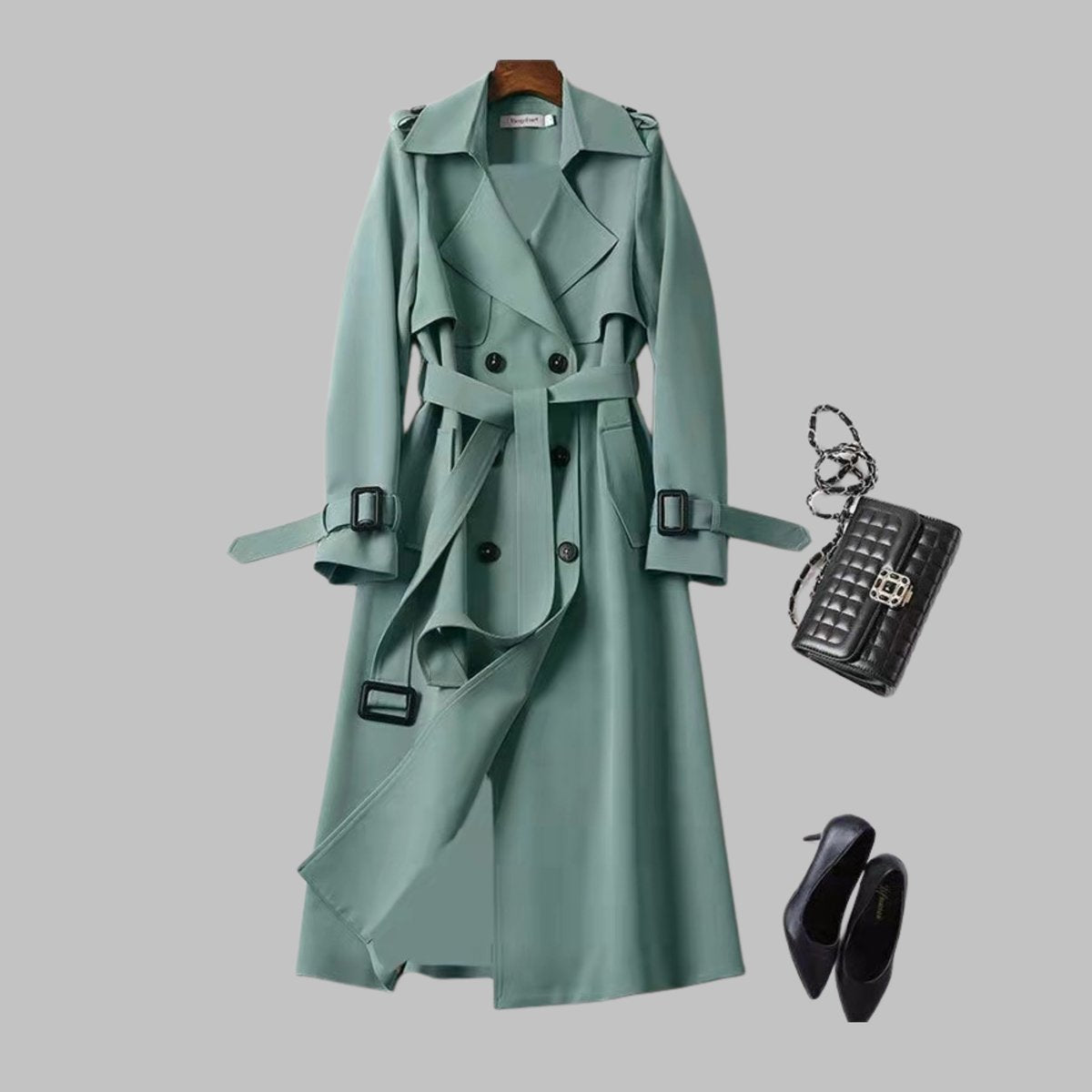 Women's Double-Breasted Workwear Coat in Sage