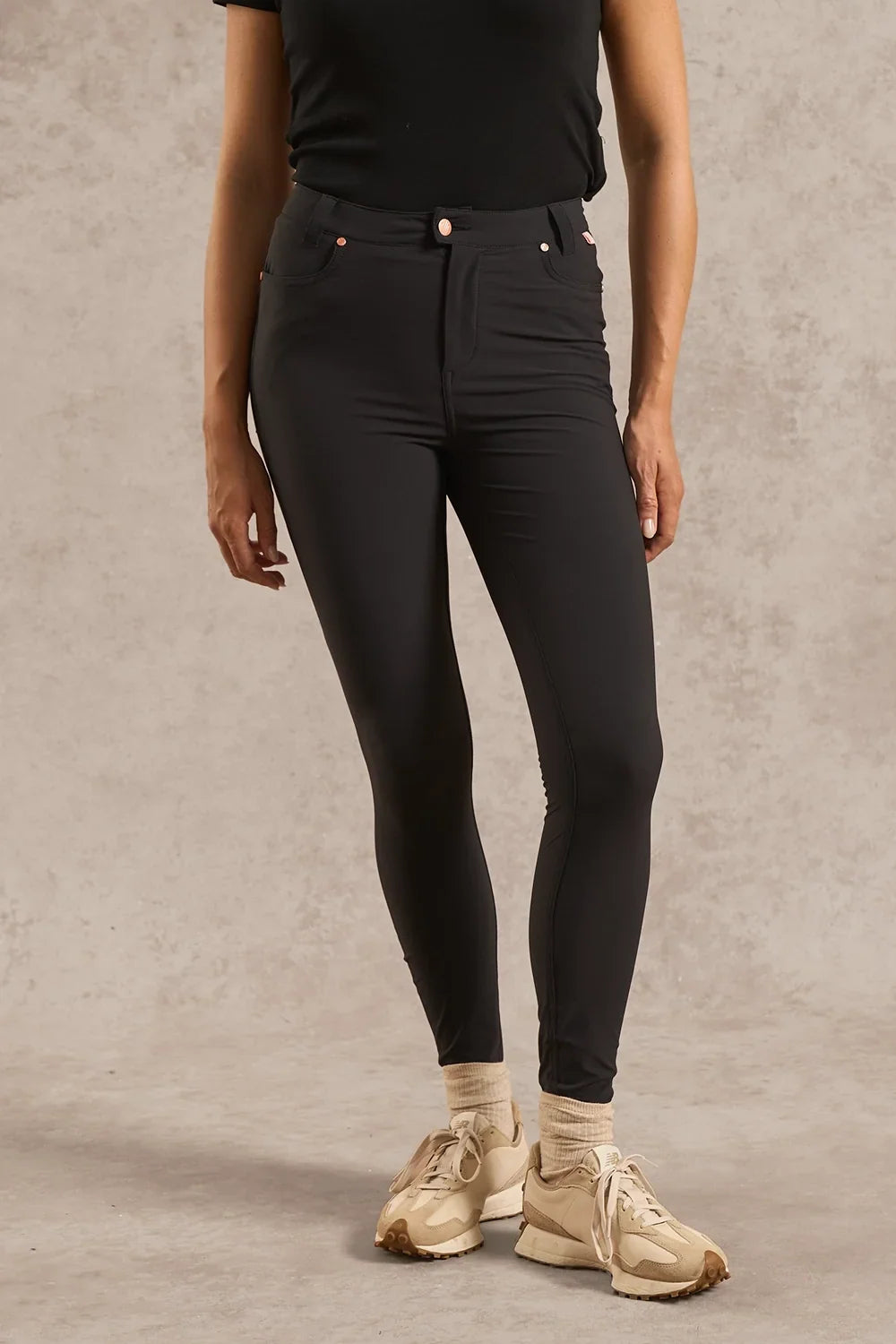 Five-Pocket High-Waisted Casual Leggings in Black