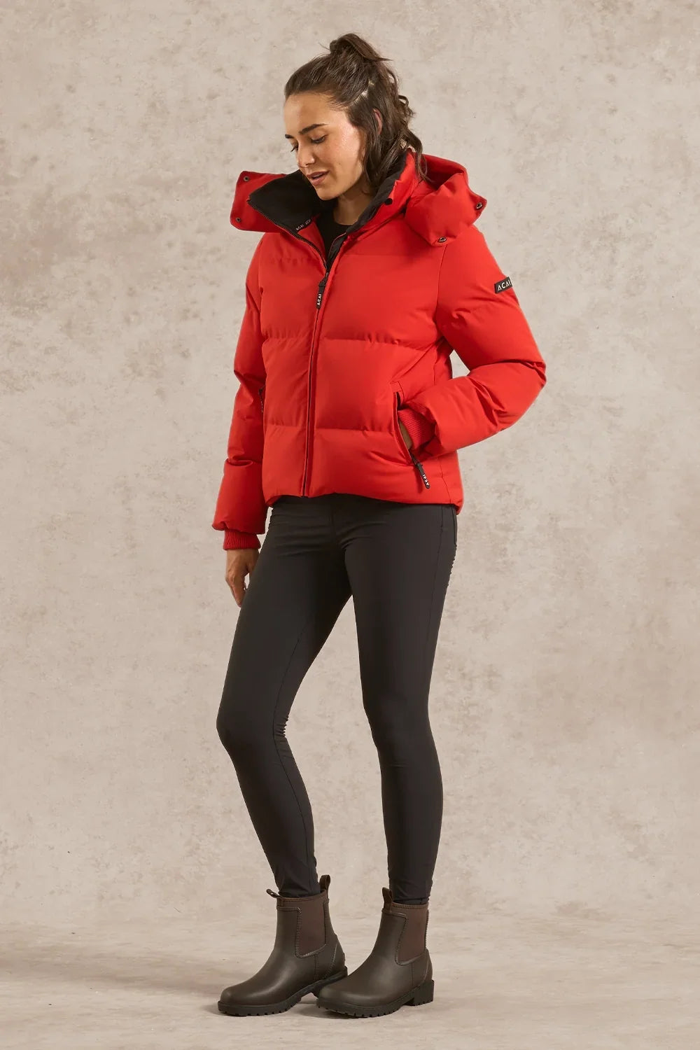 Five-Pocket High-Waisted Casual Leggings in Red