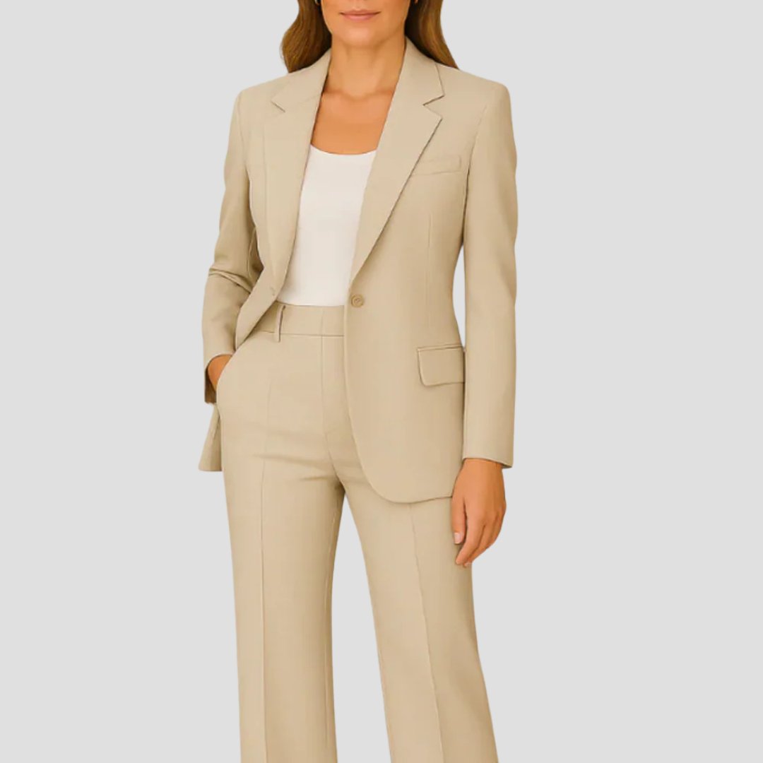 Women's Tailored Workwear Trouser Suit in Beige