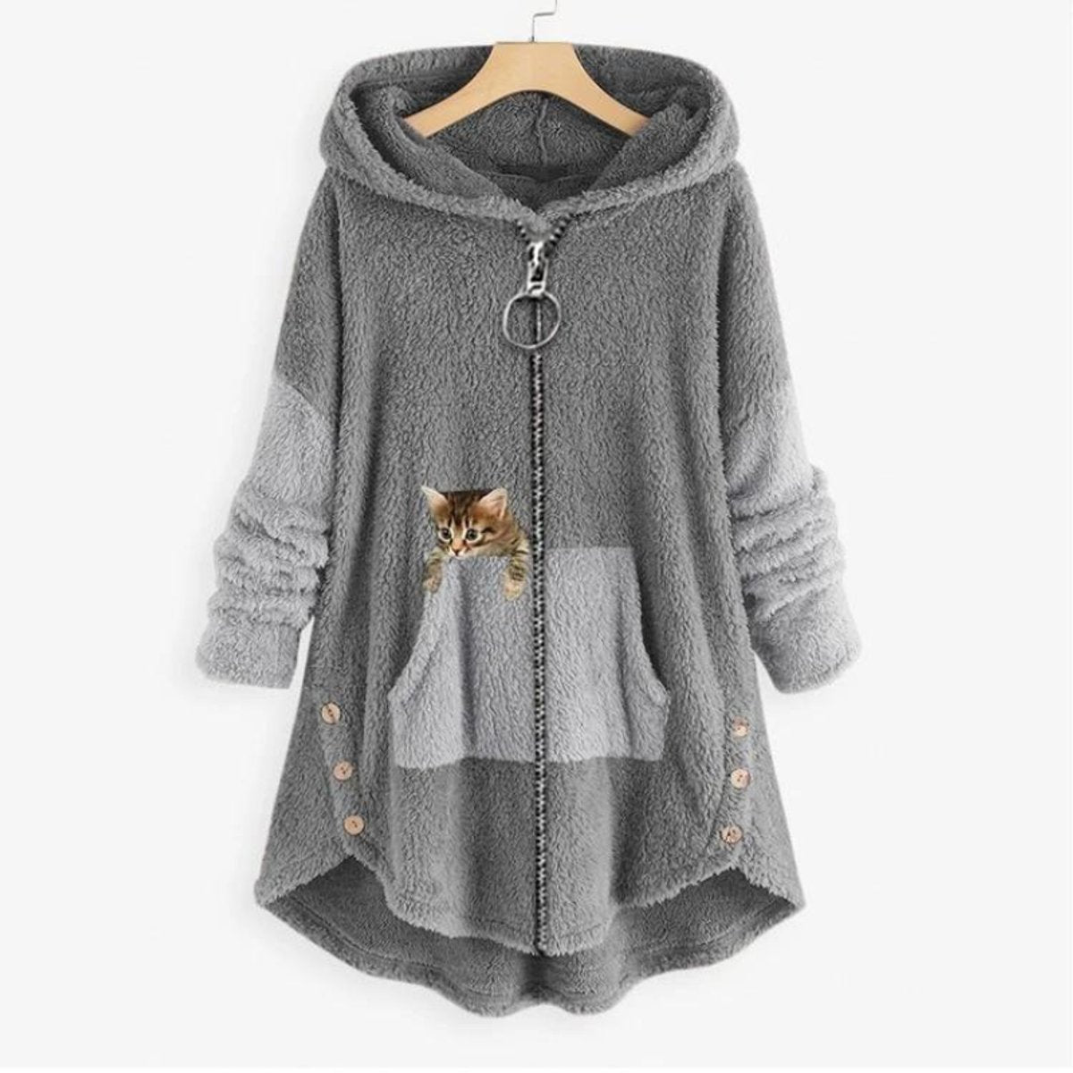 Women's Hooded Casual Fleece in Grey