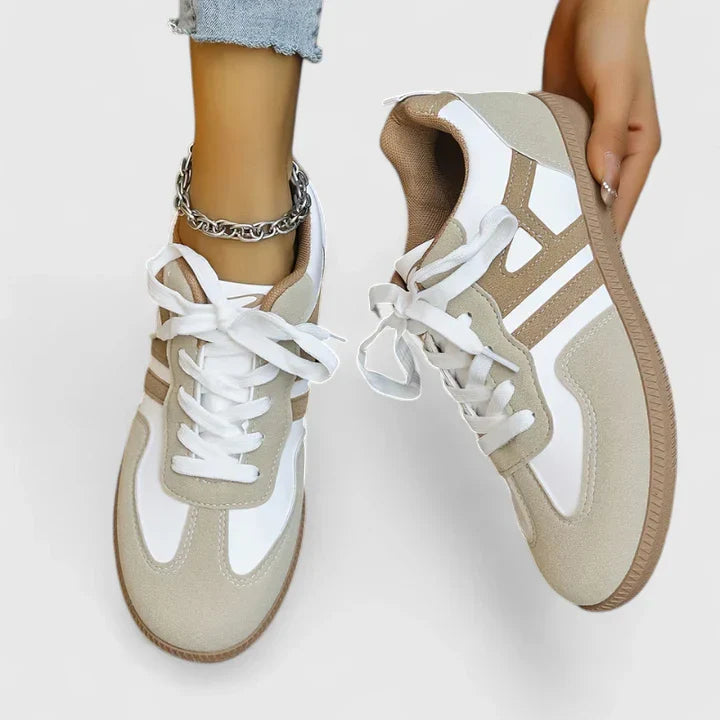 Women's Lace-Up Casual Trainers in Beige