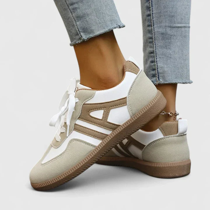 Women's Lace-Up Casual Trainers in Beige