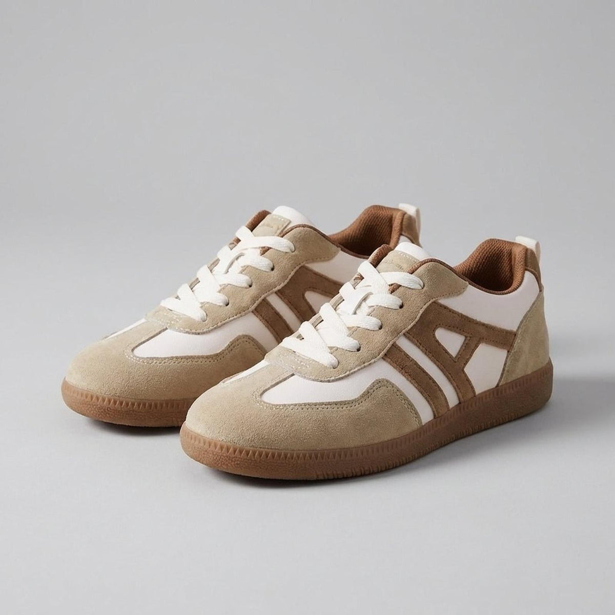 Women's Orthopaedic Lace-Up Casual Trainers in Beige