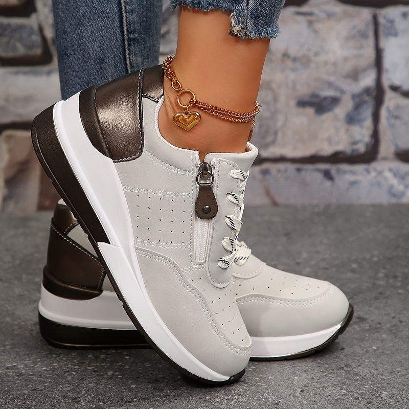 Women's Orthopaedic Side-Zip Casual Trainers in Light Grey