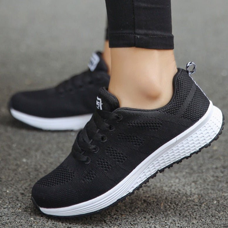 Women's Lace-Up Casual Trainers in Black