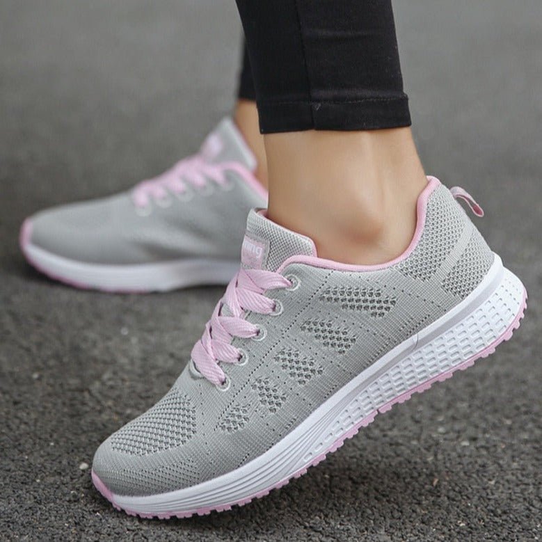Women's Lace-Up Casual Trainers in Light Grey