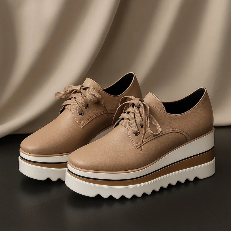 Women's Platform Casual Trainers in Khaki