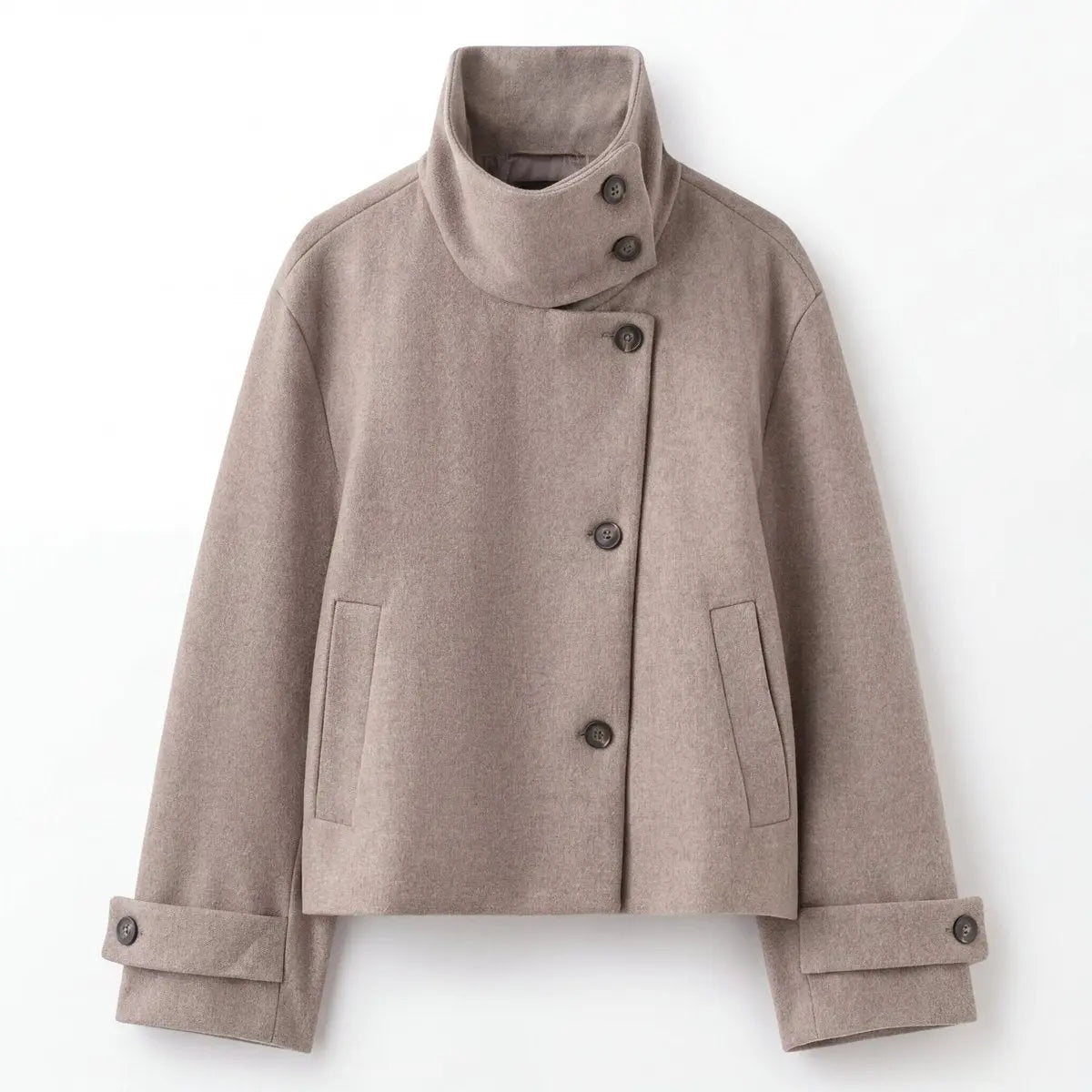 Women's Asymmetric Casual Jacket in Taupe