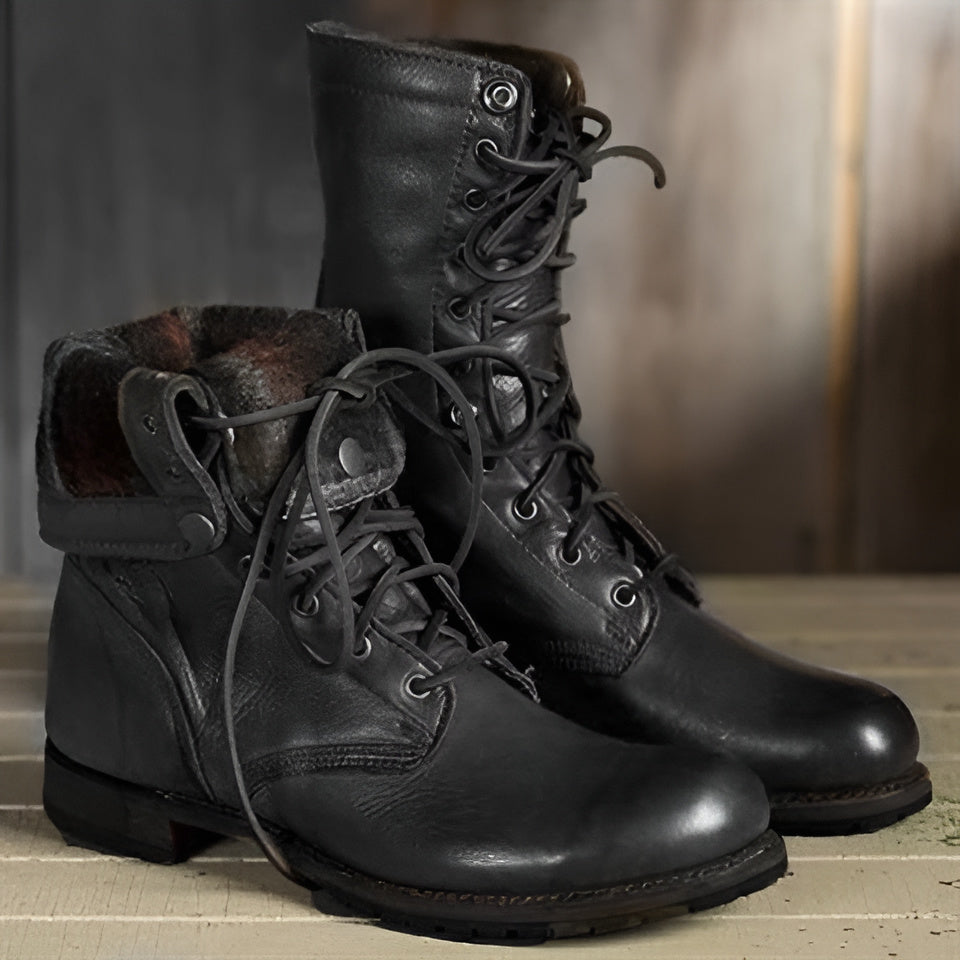 Women's Lace-Up Casual Ankle Boots in Black