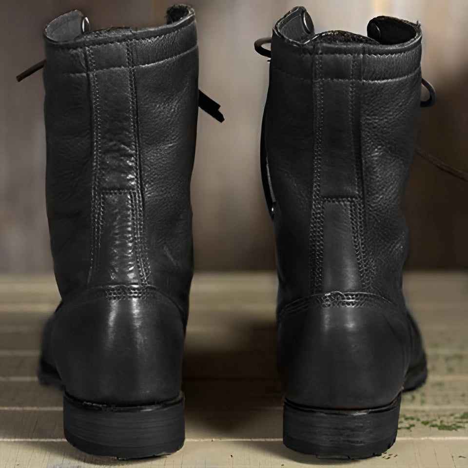 Women's Lace-Up Casual Ankle Boots in Black
