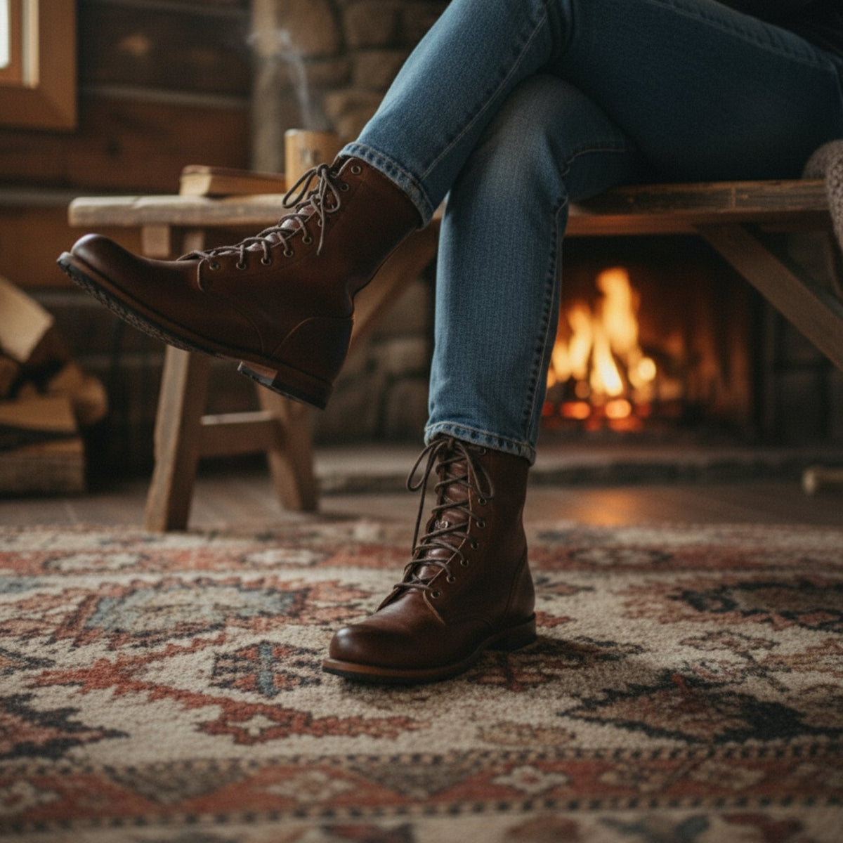 Women's Lace-Up Casual Ankle Boots in Brown