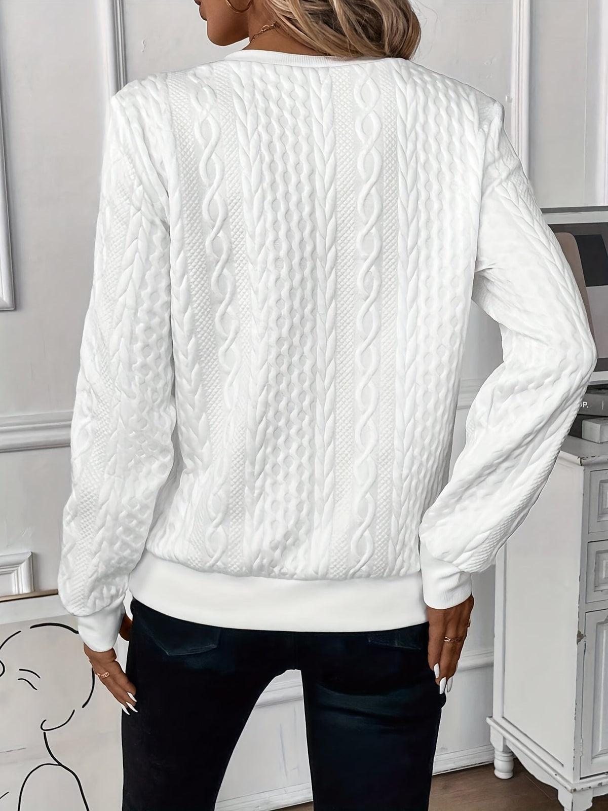 Women's Half-Zip Casual Jumper in White