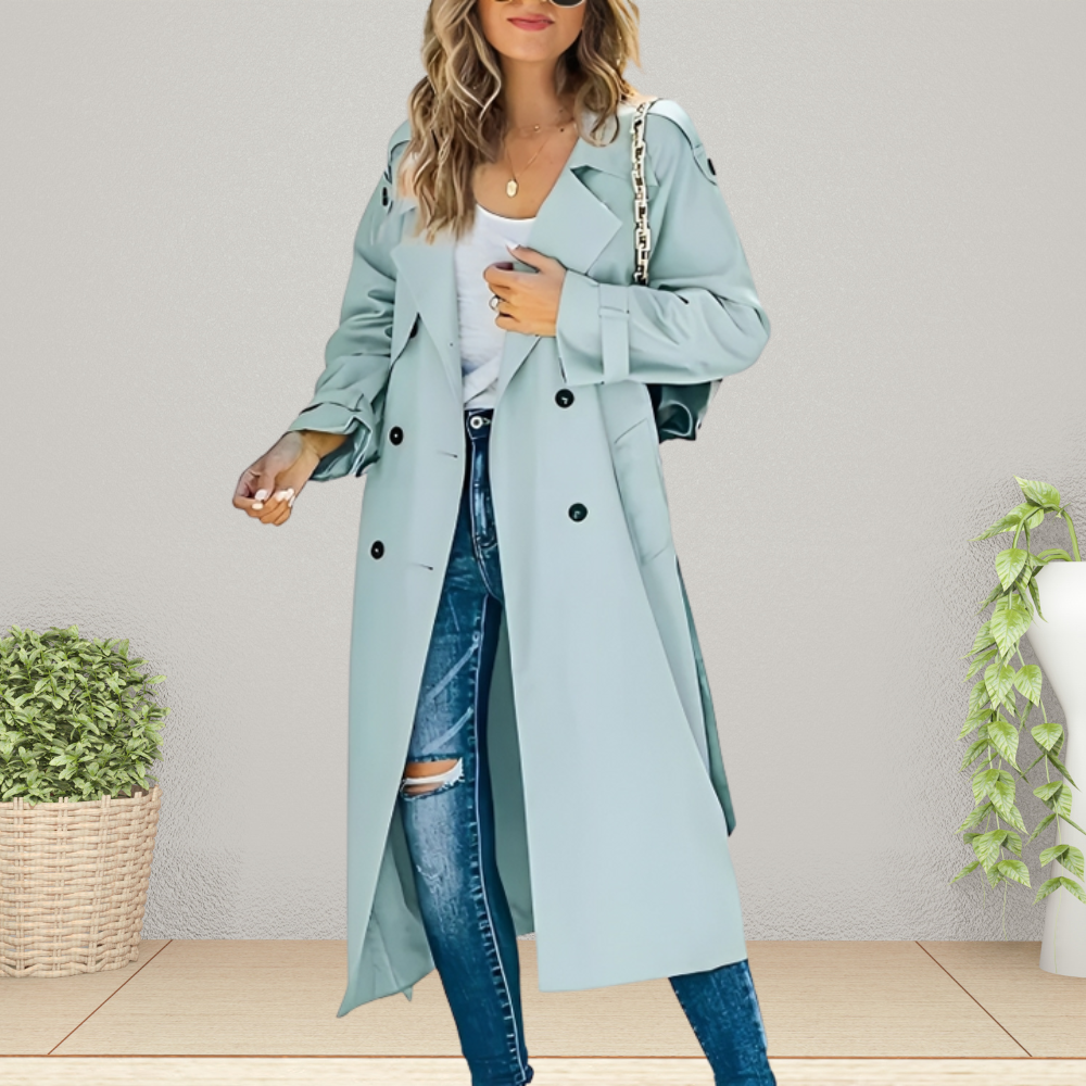 Women's Double-Breasted Casual Coat in Mint