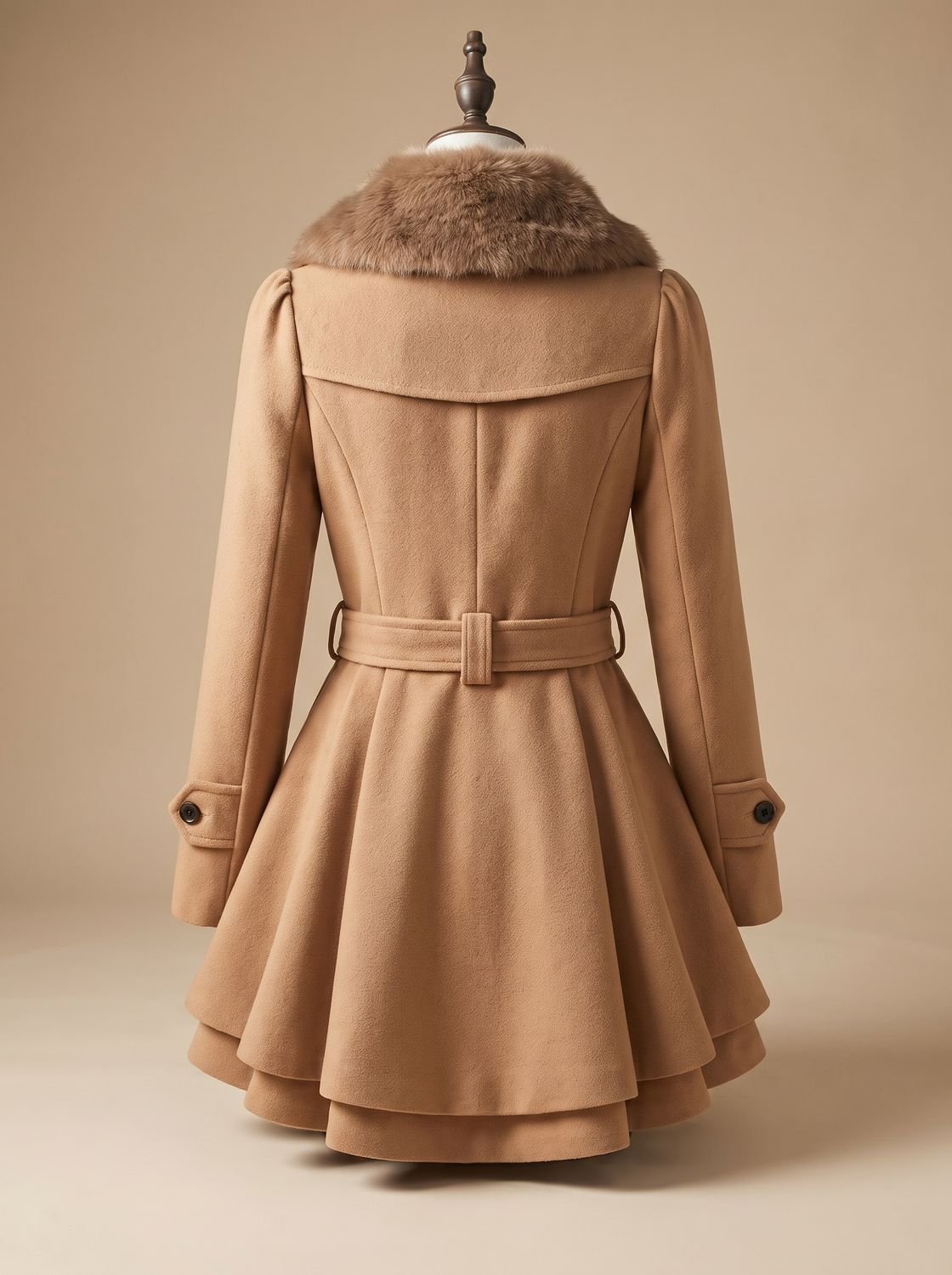 Women's Double-Breasted Casual Coat in Camel