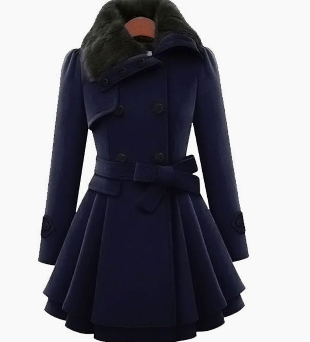 Women's Double-Breasted Casual Coat in Navy