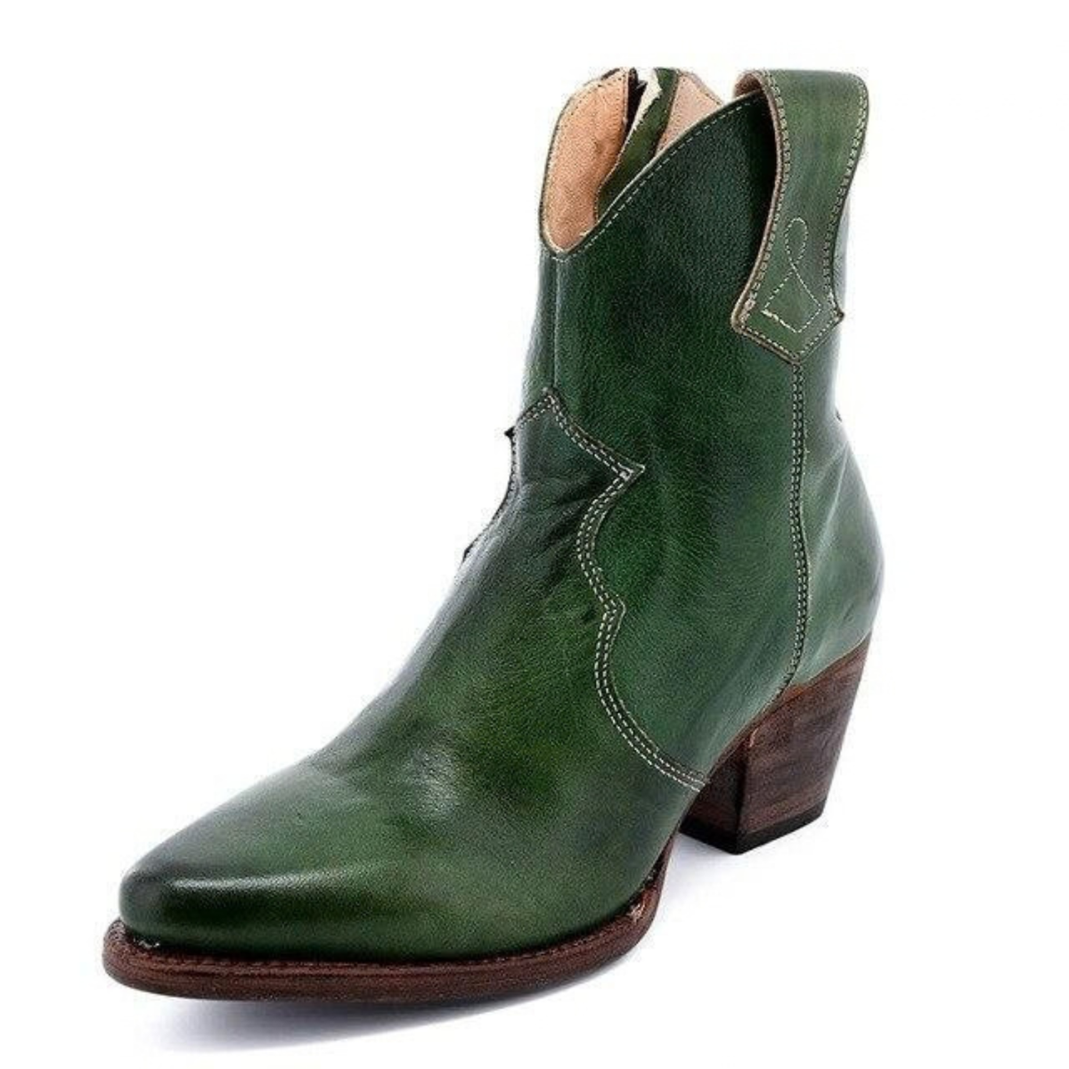 Women's Orthopaedic Western Casual Ankle Boots in Green
