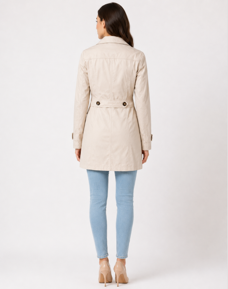 Women's Button-Front Casual Coat in Cream