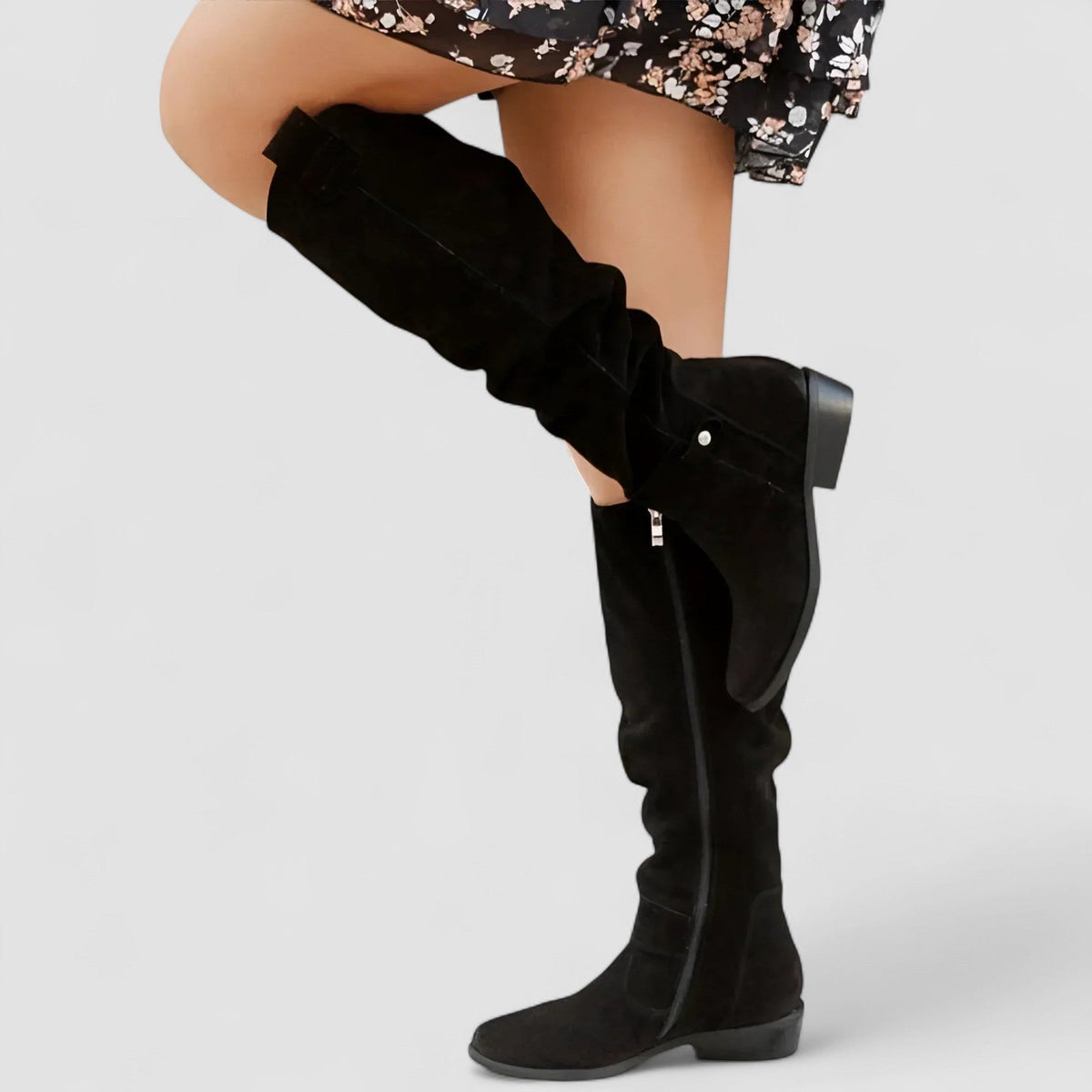 Women's Slouchy Casual Knee High Boots in Black