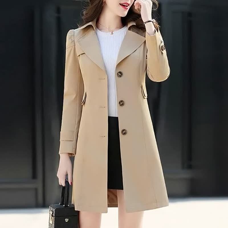 Women's Button-Front Workwear Coat in Khaki