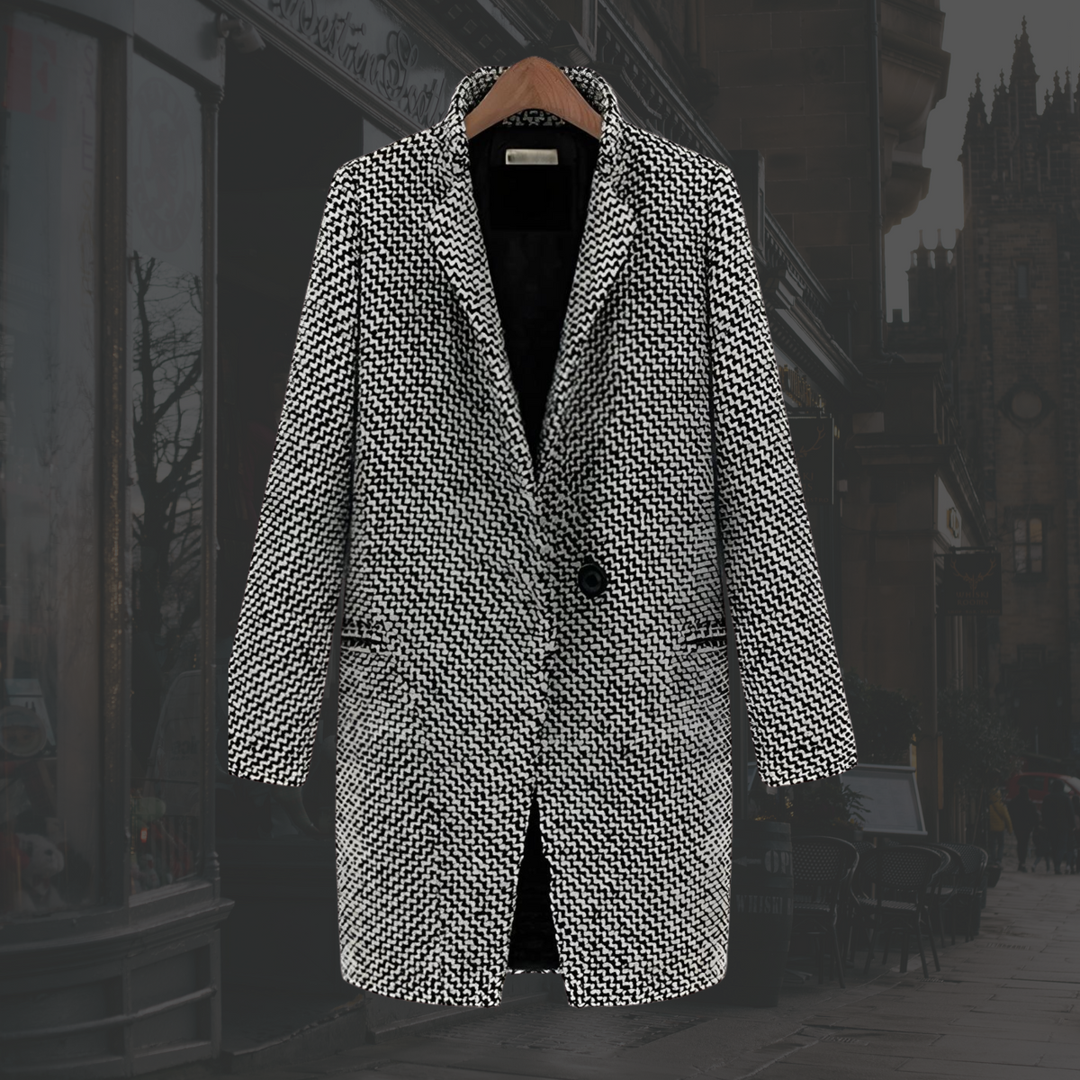 Women's Single-Button Tailored Workwear Coat in Grey