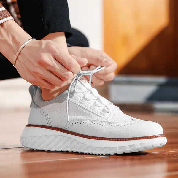 Women's Orthopaedic Brogue Casual Trainers in White