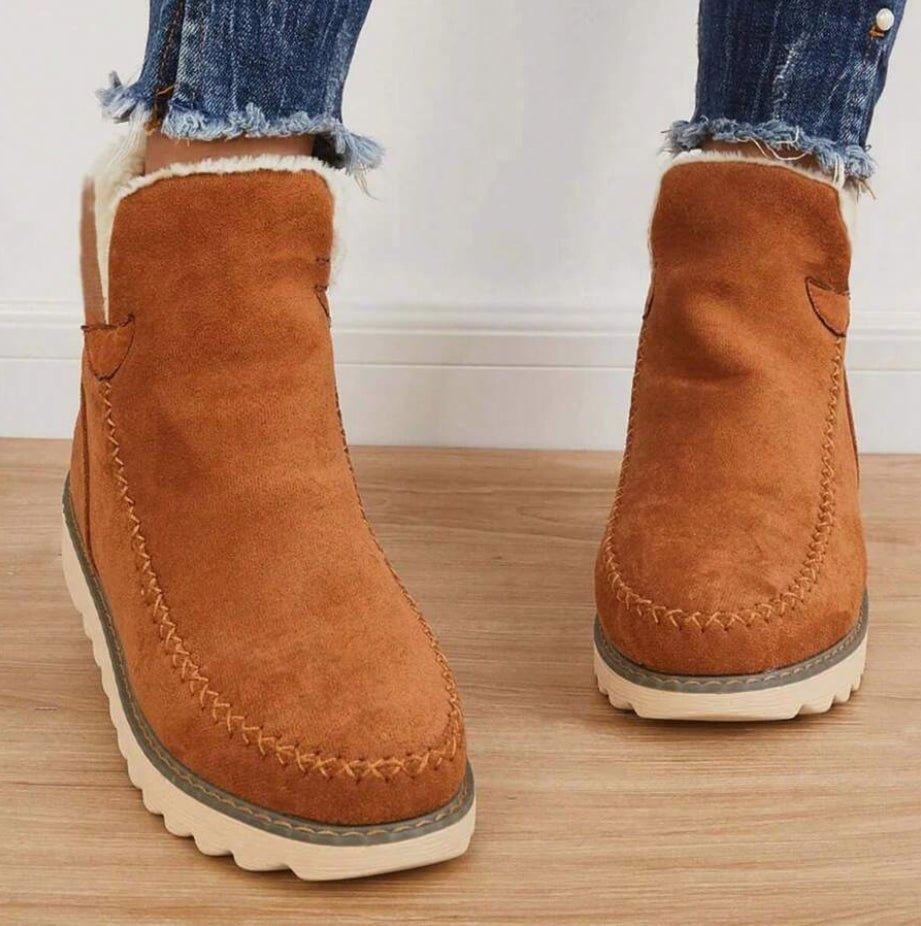 Women's Slip-On Casual Ankle Boots in Camel