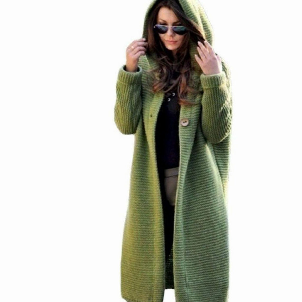 Women's Hooded Casual Cardigan in Olive