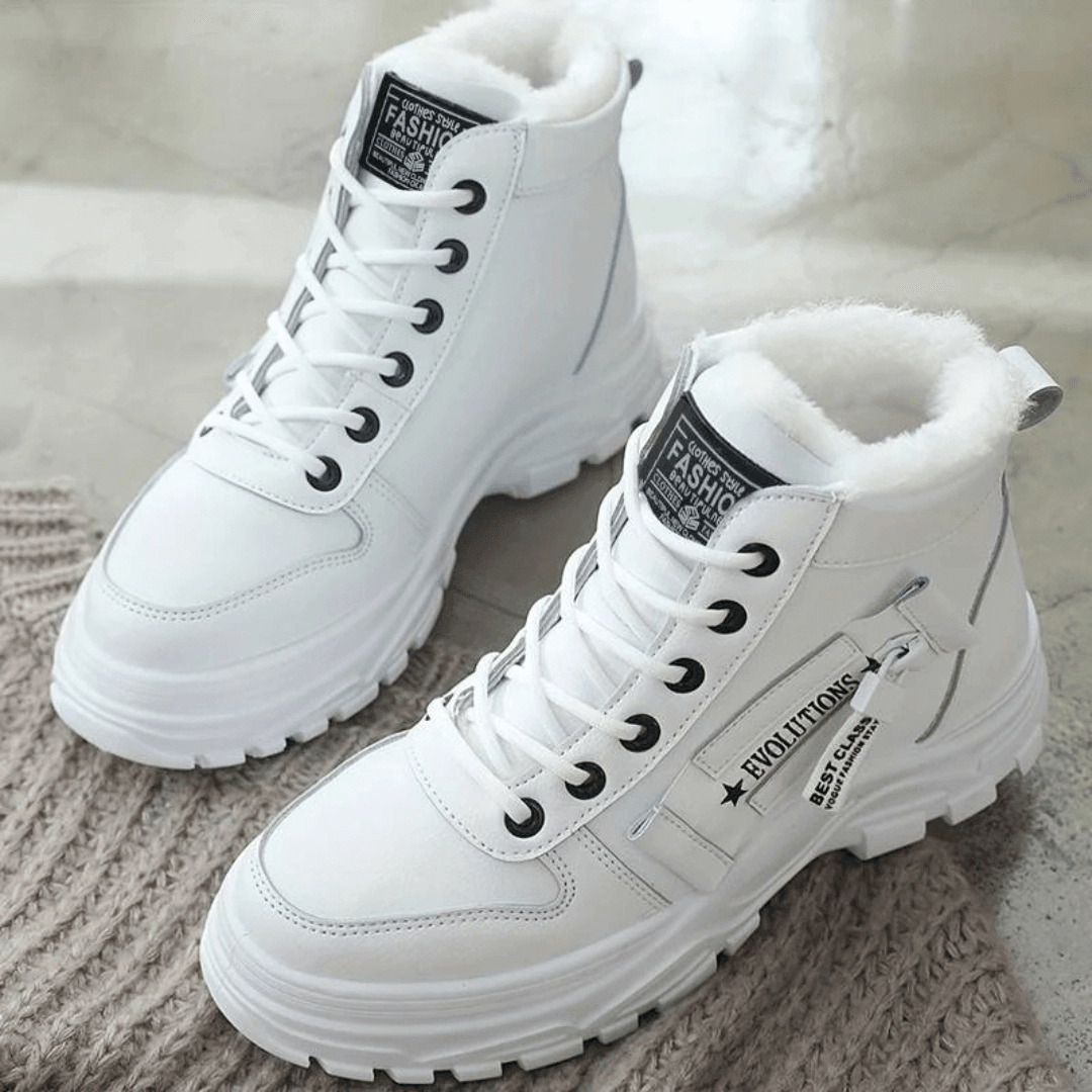 Women's Fleece-Lined High-Top Boots in White