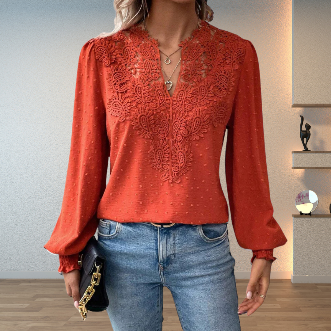 Lace Blouse in Rust