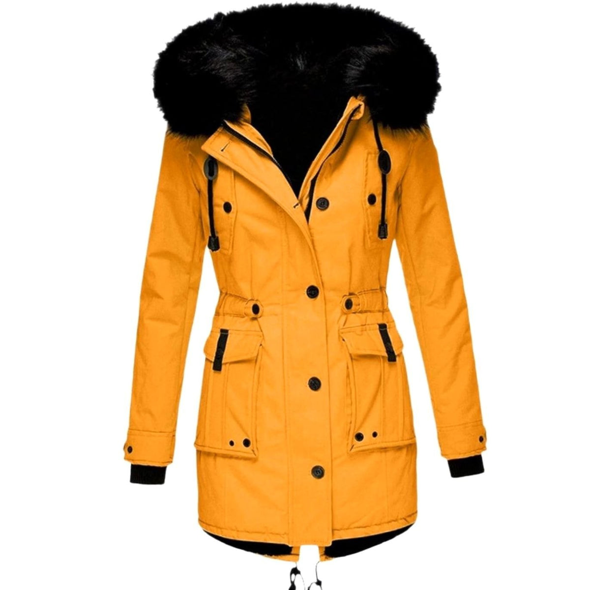 Women's Faux-Fur-Trimmed Coat in Gold