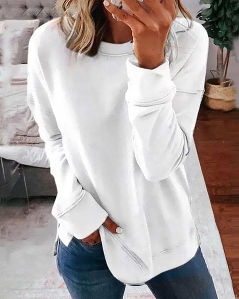 Women's Relaxed Casual Sweatshirt in White
