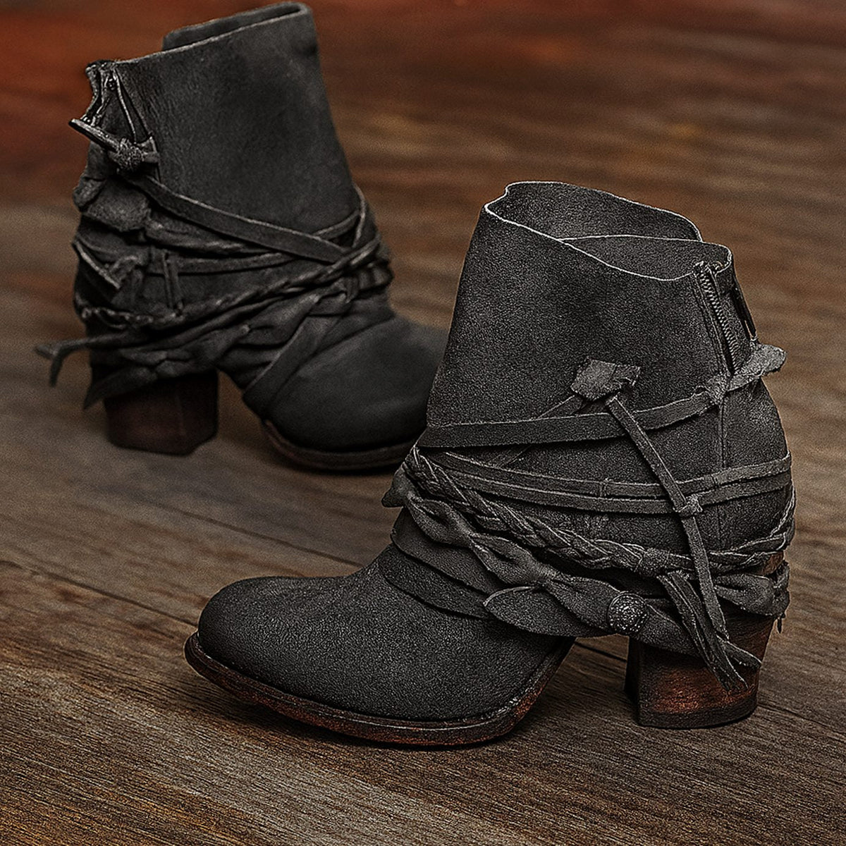 Women's Orthopaedic Wrap-Strap Ankle Boots in Grey