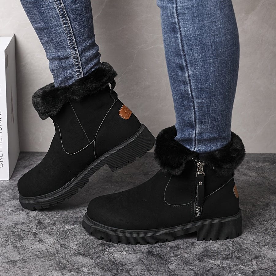Women's Side-Zip Casual Ankle Boots in Black