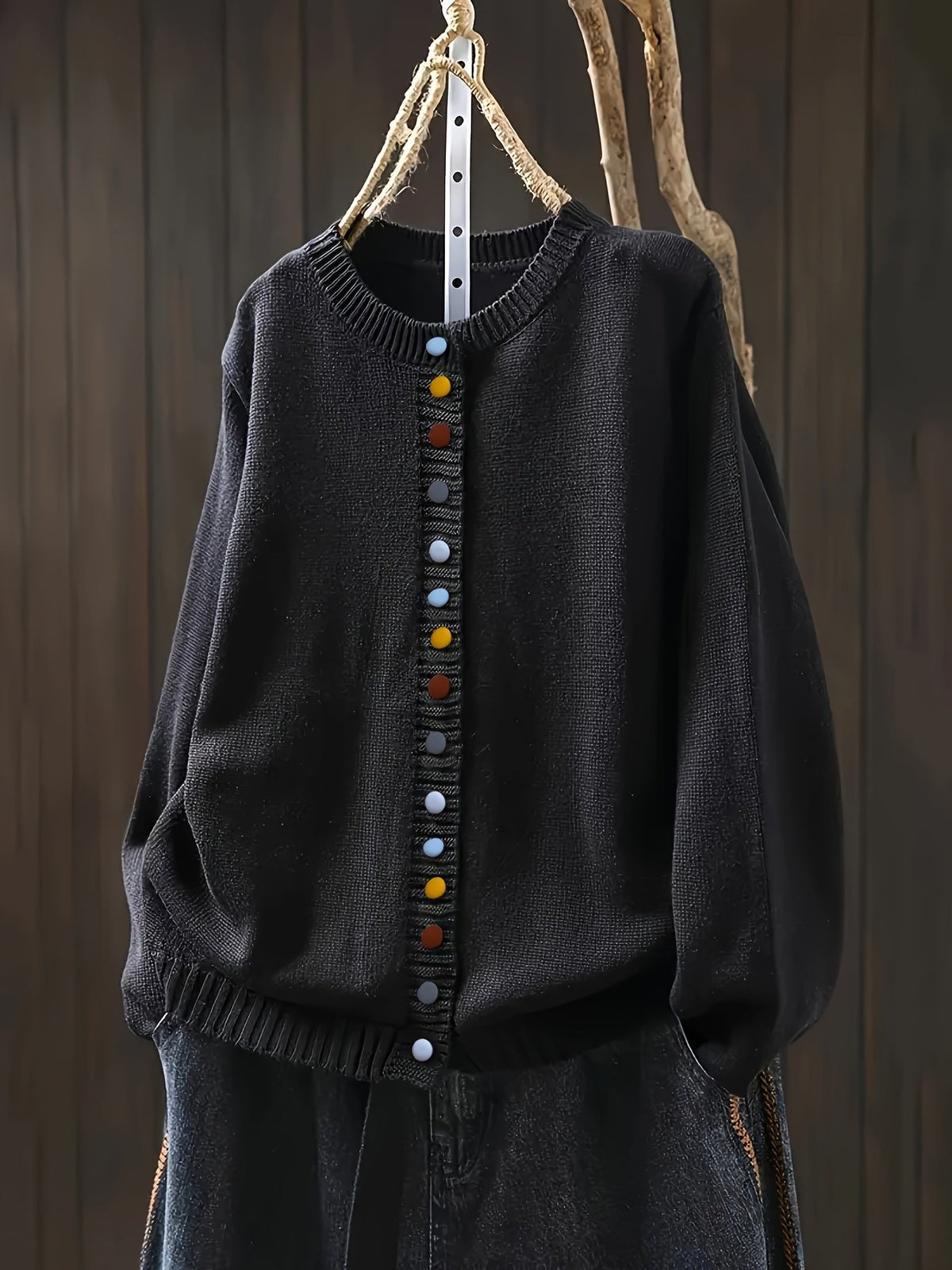 Women's Button Casual Cardigan in Black