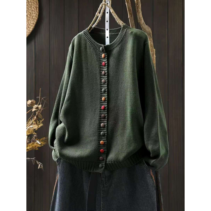 Women's Button Casual Cardigan in Green
