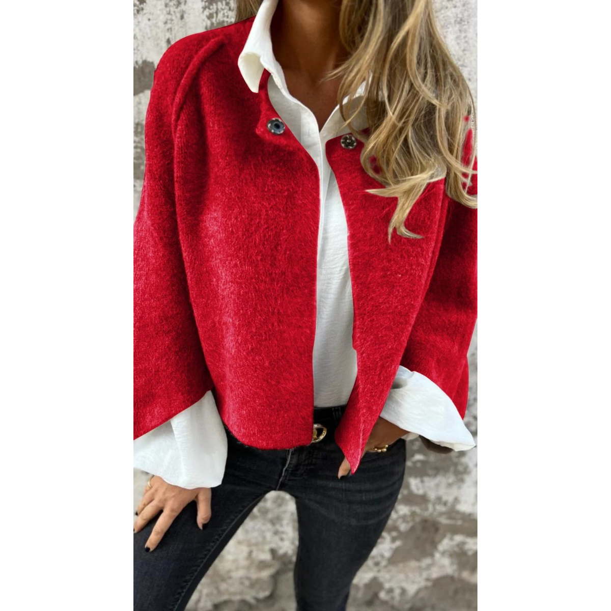 Women's Cropped Casual Jacket in Red