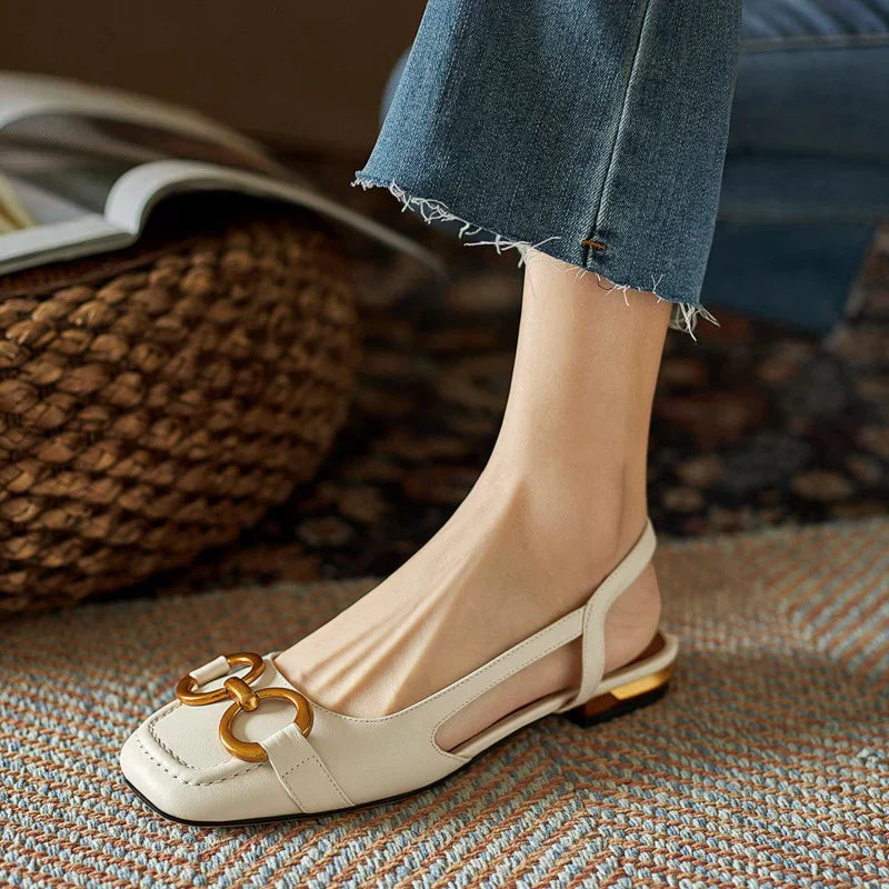 Women's Slingback Casual Loafers in Cream