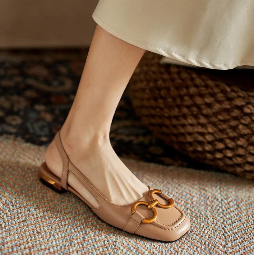 Women's Slingback Casual Loafers in Camel