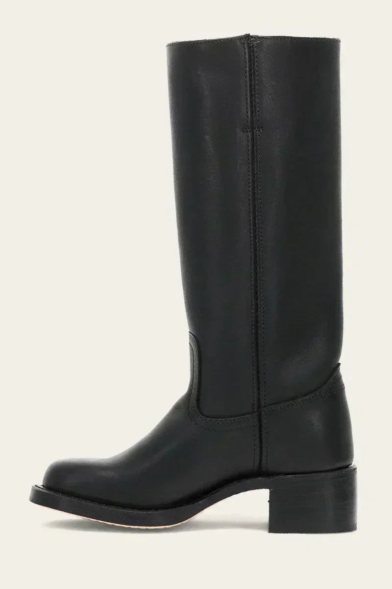 Women's Stacked-Heel Casual Knee High Boots in Black