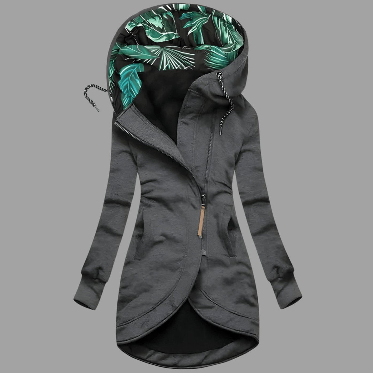 Women's Asymmetric Casual Hoodie in Grey