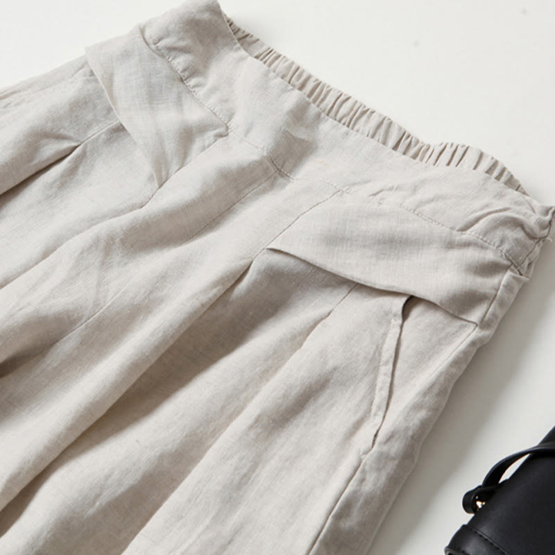 Women's Wide-Leg Casual Trousers in Beige